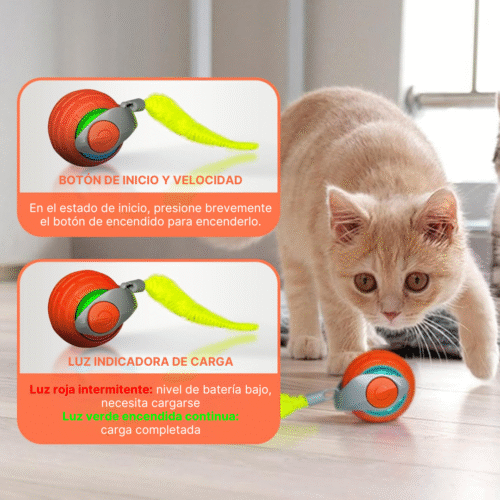 56 Juguete Interactivo para Gatos, Pelota Inteligente con Cola