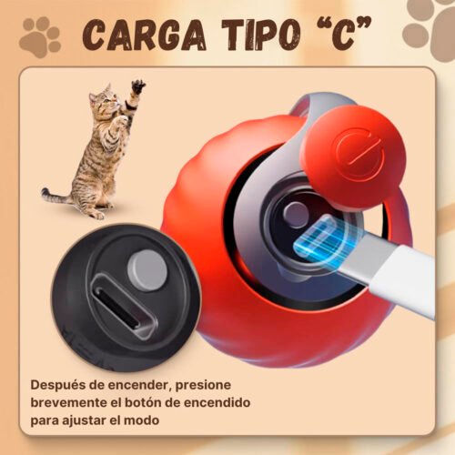 Juguete Interactivo para Gatos, Pelota Inteligente con Cola, Pet Gravity