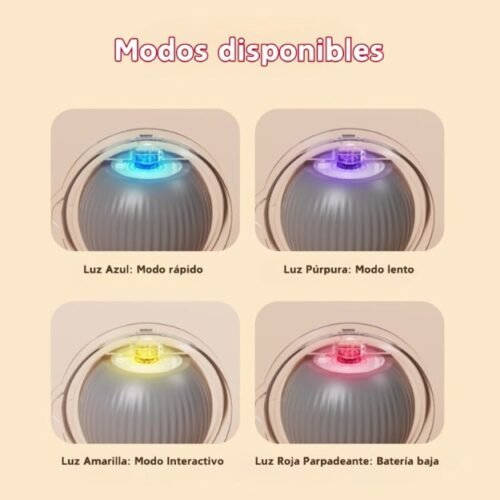 Juguete Inteligente para Gatos, Pelota Interactiva con Felpa y Luces LED