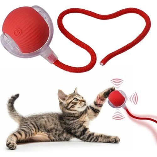 Pelota Interactiva para Gatos con Soga, Juguete Inteligente LED