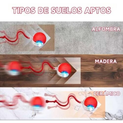 Pelota Interactiva para Gatos con Soga, Juguete Inteligente LED