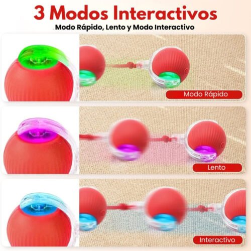 Pelota Interactiva para Gatos con Soga, Juguete Inteligente LED