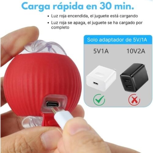 Pelota Interactiva para Gatos con Soga, Juguete Inteligente LED