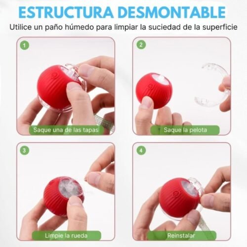 Pelota Interactiva para Gatos con Soga, Juguete Inteligente LED