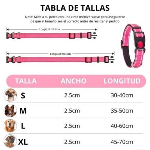 Collar Reflectivo para Perro ajustable de Nylon Acolchado con Hebilla de Seguridad